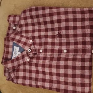 PENQUIN-M  LONG SLEEVE  MAROON Plaid BUTTON COLLARED shirt munsingware